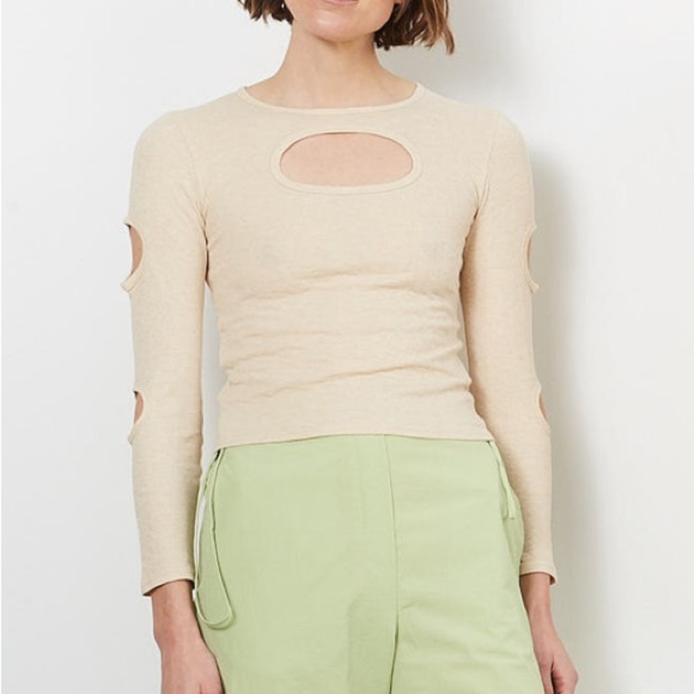Sandy Liang Nellie Top Oatmeal XS